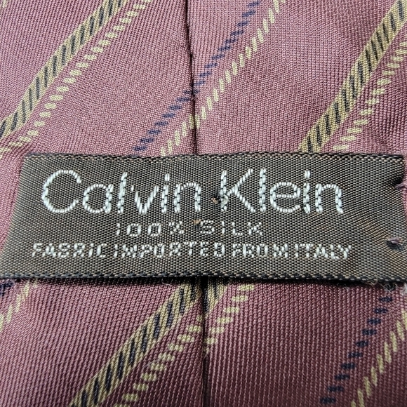 Calvin Klein Italian Silk Simple Striped Traditional Long  Vintage Neck Tie - Picture 3 of 11